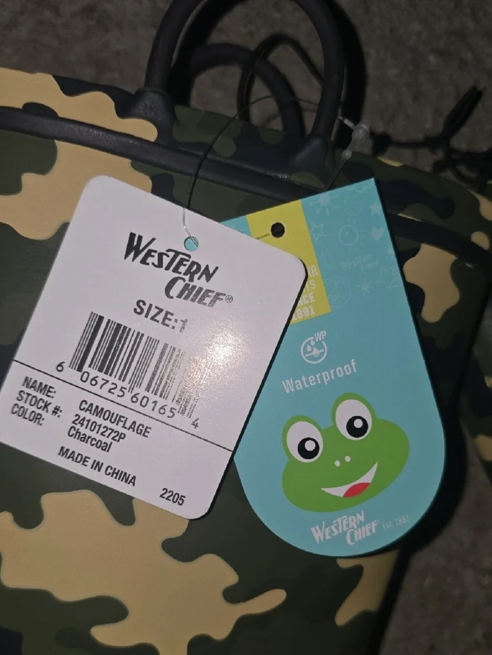 Western Chief Kids Camo Rain Boots in Green and Tan